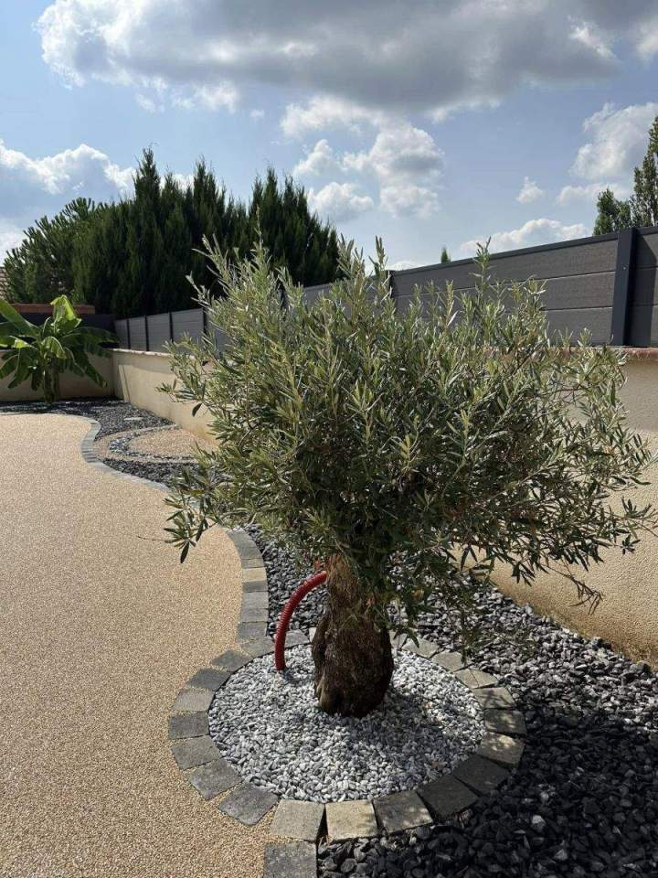 Aménagement de cours, de terrasses et de revêtements en résine.